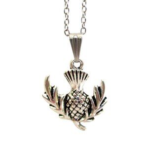 New Scottish Thistle Pendant Necklace With Stainless Chain Thistle Jewelry Gift
